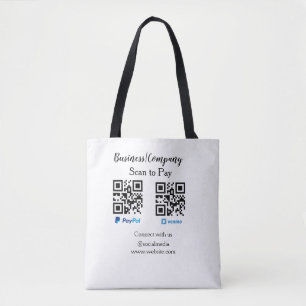 Scan to pay q r code paypal venmo add your website tote bag
