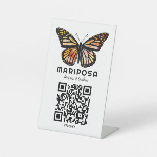 SCAN TO PAY QR Butterfly Aesthetician Beauty Salon Pedestal Sign