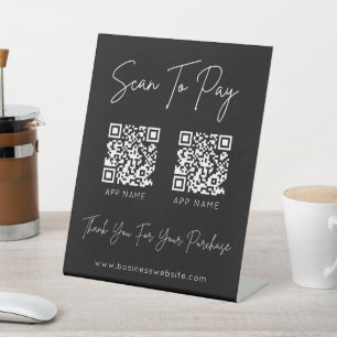 Scan to pay QR code Black Pedestal Sign