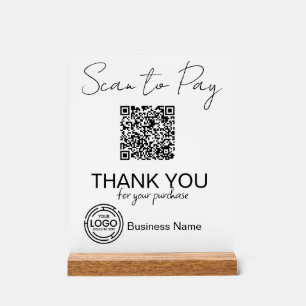 Scan to Pay Qr Code Business Corporate Minimalist Acrylic Sign