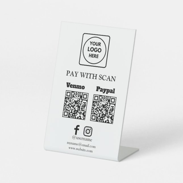 Scan To Pay QR Code Business Display Pedestal Sign (Front)