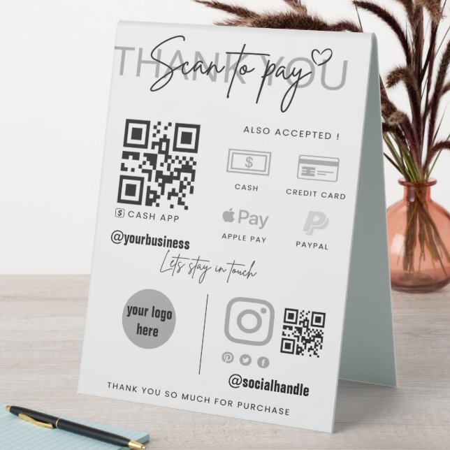 Scan to Pay QR Code Business Sign Custom (In SItu (Table))