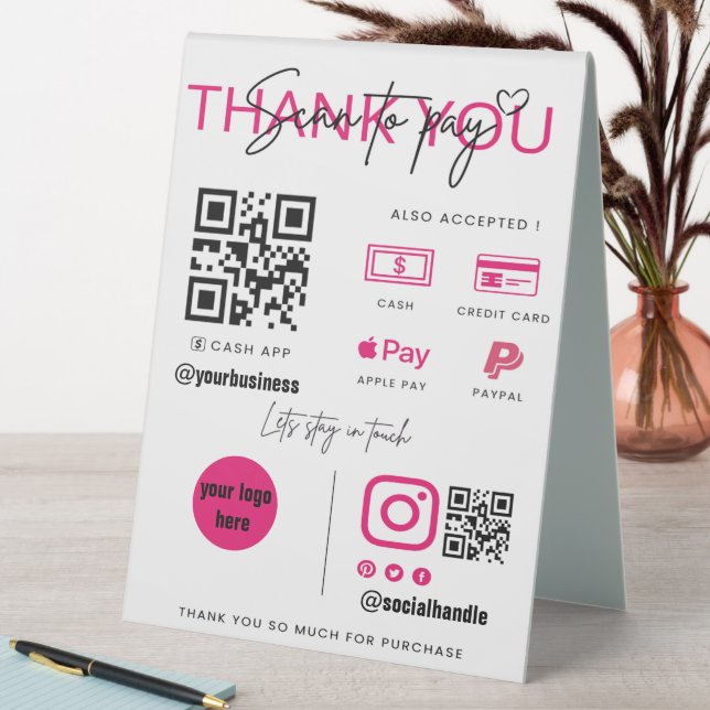 Scan to Pay QR Code Business Sign Custom (In SItu (Table))