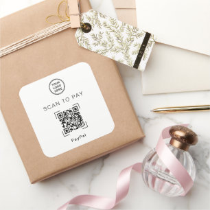 Scan to Pay QR Code Business Square Sticker
