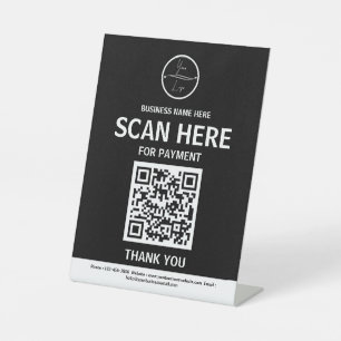Scan To Pay QR code Business Tabletop Sign