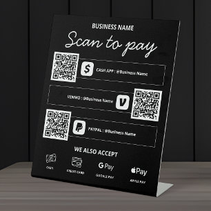 Scan to Pay QR Code Cash App, Venmo, PayPal & More Pedestal Sign