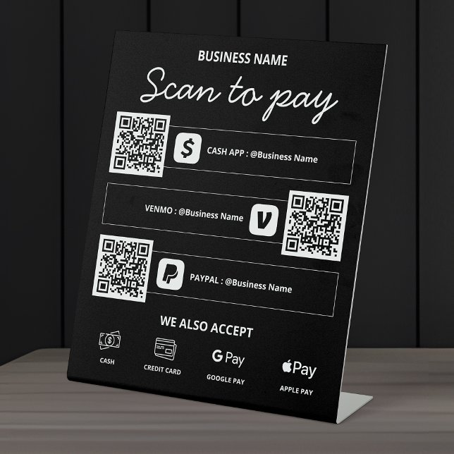 Scan to Pay QR Code Cash App, Venmo, PayPal & More Pedestal Sign (Creator Uploaded)