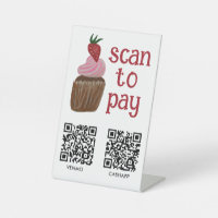 SCAN TO PAY QR Code CUPCAKE Watercolor BAKERY