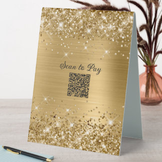 Scan to Pay QR Code Glittery Gold Glam