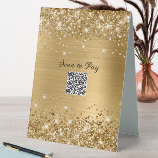 Scan to Pay QR Code Image Glittery Gold Glam