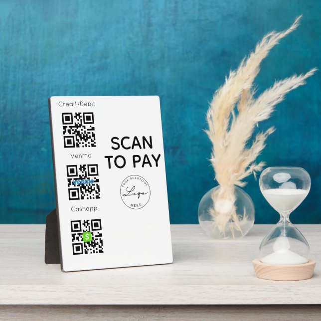 Scan to pay QR Code Logo Contactless Sign  Plaque (Side)