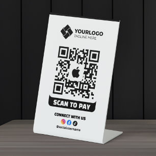 Scan to Pay QR Code Payment Apple Pay Logo Pedestal Sign