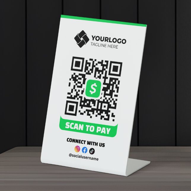 Scan to Pay QR Code Payment Cash App Logo Pedestal Sign (Creator Uploaded)