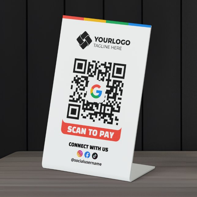 Scan to Pay QR Code Payment Google Pay Logo Pedestal Sign (Creator Uploaded)