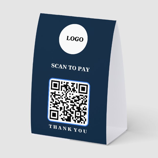 Scan to Pay QR Code Table Tent Sign (Front)