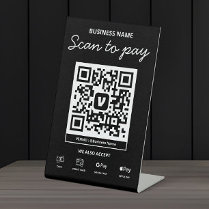 Scan to Pay QR Code Venmo & More Pedestal Sign