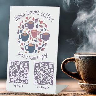 SCAN TO PAY QR CODES Espresso Coffee Shop Pedestal Sign