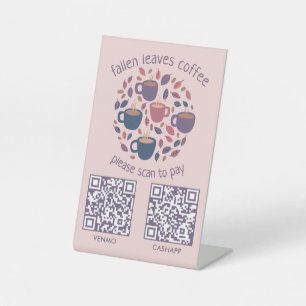 SCAN TO PAY QR CODES Espresso Coffee Shop Pedestal Sign
