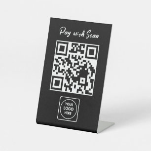 Scan to Pay QR Display Stand Modern Pedestal Sign