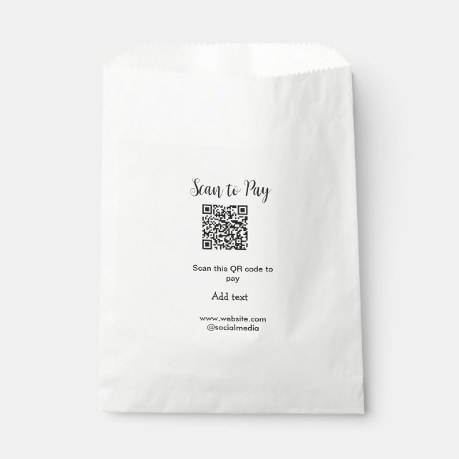 Scan to pay scan QR code add website email details Favour Bags (Front)