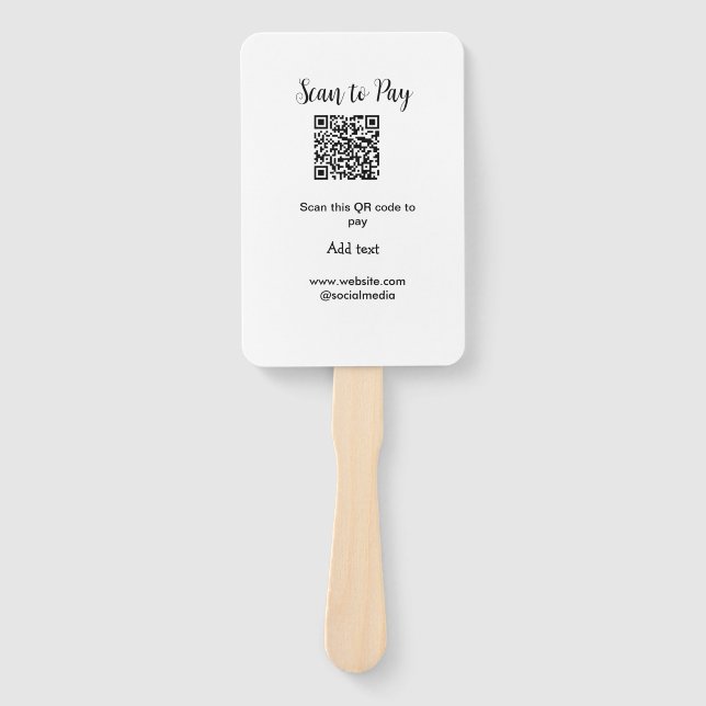 Scan to pay scan QR code add website email details Hand Fan (Front)