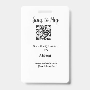 Scan to pay scan QR code add website email details ID Badge
