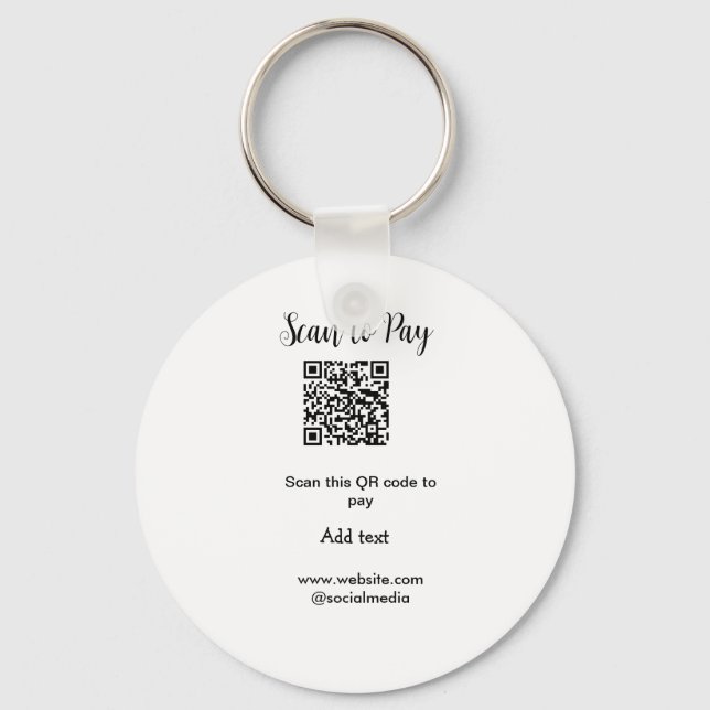 Scan to pay scan QR code add website email details Key Ring (Front)