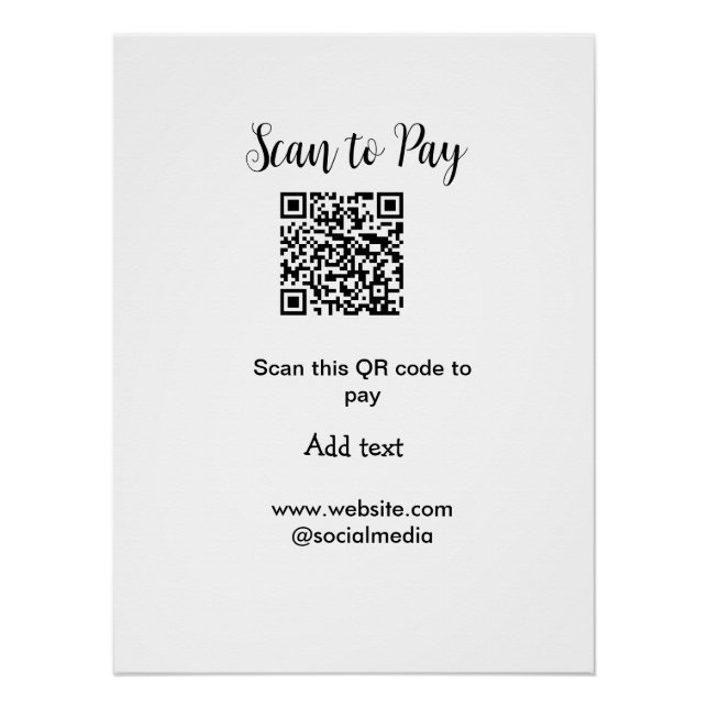 Scan to pay scan QR code add website email details Poster (Front)