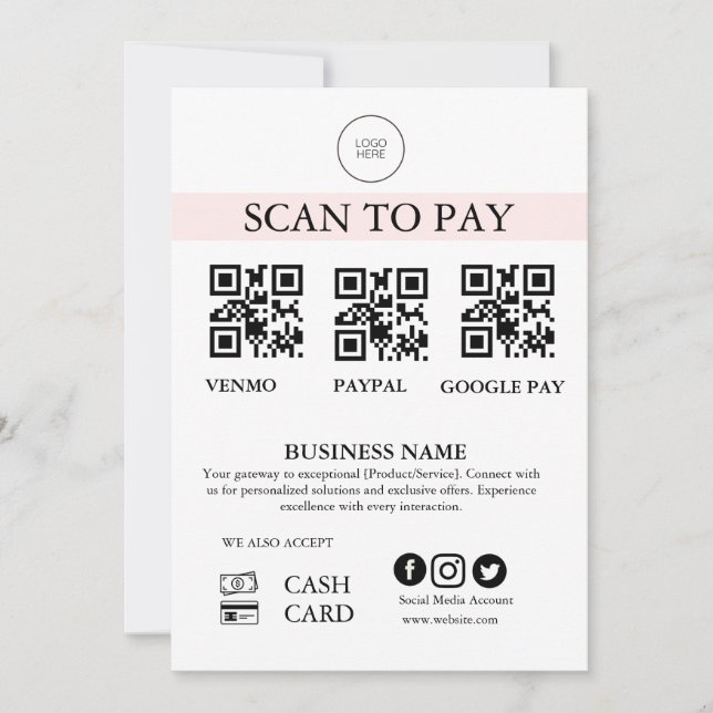 Scan to Pay Sign QR Code Payment Sign for Small Bu (Front)