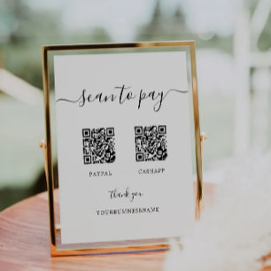 Scan to Pay Sign, Venmo, Cash App, PayPal QR Sign