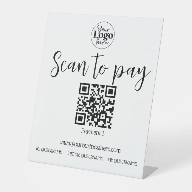 Scan to pay small business modern QR code  Pedestal Sign (Front)