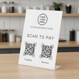 Scan to Pay | Two QR Code Tabletop Business Sign