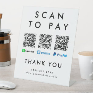 Scan to Pay Venmo Cash App Paypal Multi QR Code Pedestal Sign
