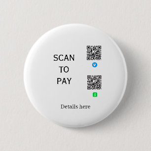 scan to pay venmo cashapp QR code details here nam 6 Cm Round Badge