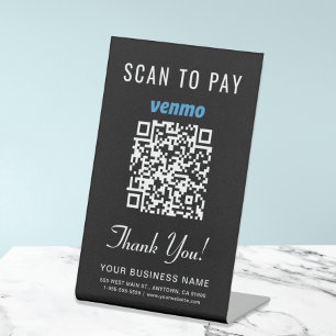 Scan to Pay Venmo QR Code Black Pedestal Sign