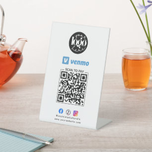 Scan to Pay Venmo QR Code Business Logo Pedestal Sign