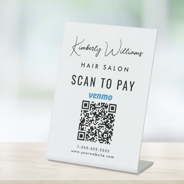 Scan To Pay Venmo QR Code Business Pedestal Sign (A QR code sign to effortlessly connect your customers to your payment platforms)