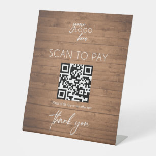 Scan to pay wood rustic business sign