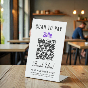 Scan to Pay Zelle QR Code Pedestal Sign