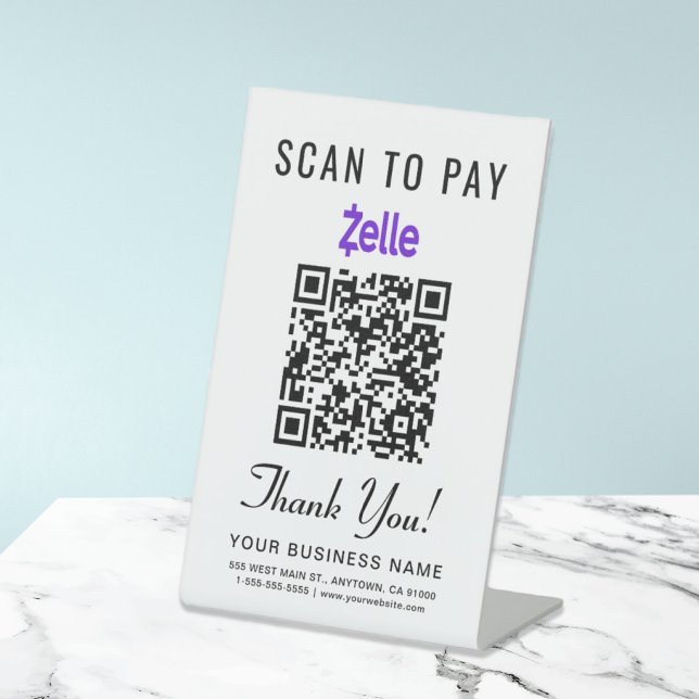 Scan to Pay Zelle QR Code Pedestal Sign (Creator Uploaded)