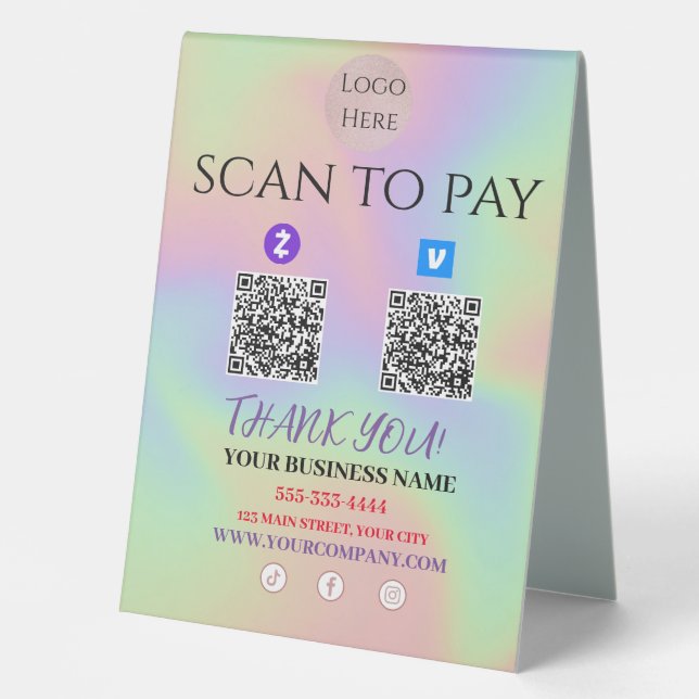 Scan To Pay Zelle Venmo QR code  (Front)