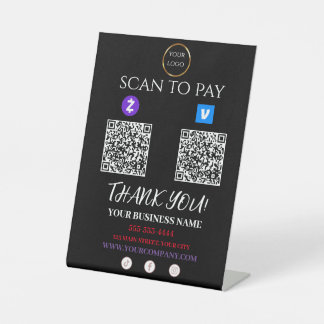 Scan To Pay Zelle Venmo QR code  Pedestal Sign