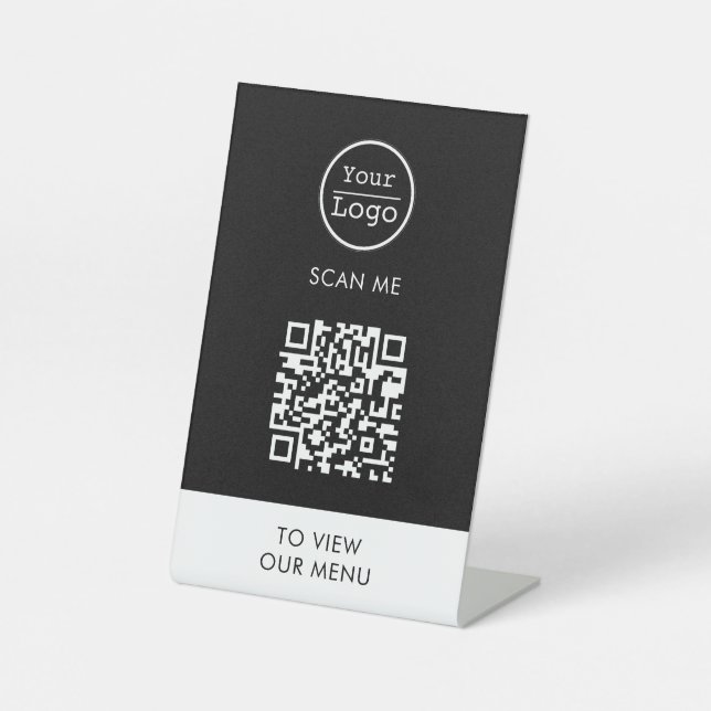 Scan to view menu custom logo QR code Pedestal Sig Pedestal Sign (Front)