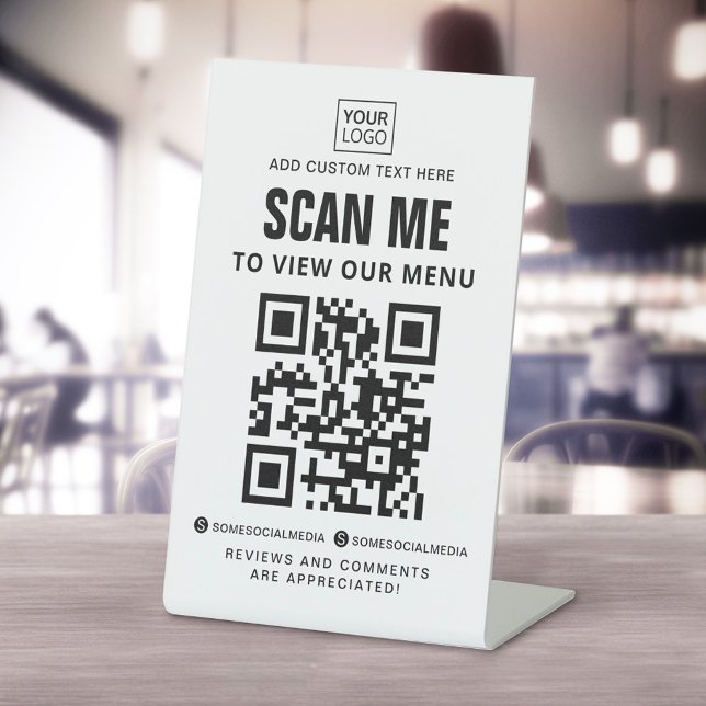 Scan to view menu custom logo QR code social media Pedestal Sign (Scan to view menu custom logo QR code social media Pedestal Sign)