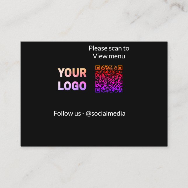 Scan to view menu resturant hotel QR Add logo text (Front)