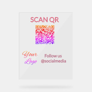 Scan to view menu resturant hotel QR Add logo text Acrylic Sign