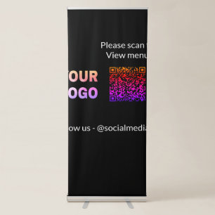 Scan to view menu resturant hotel QR Add logo text Retractable Banner