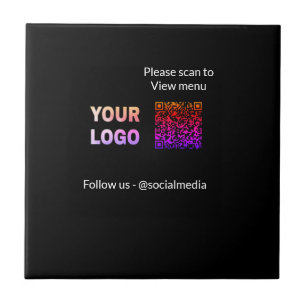 Scan to view menu resturant hotel QR Add logo text Tile
