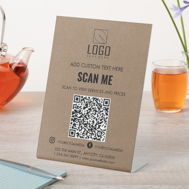  Scan to view Prices custom logo QR code Craft  Pedestal Sign (In SItu)