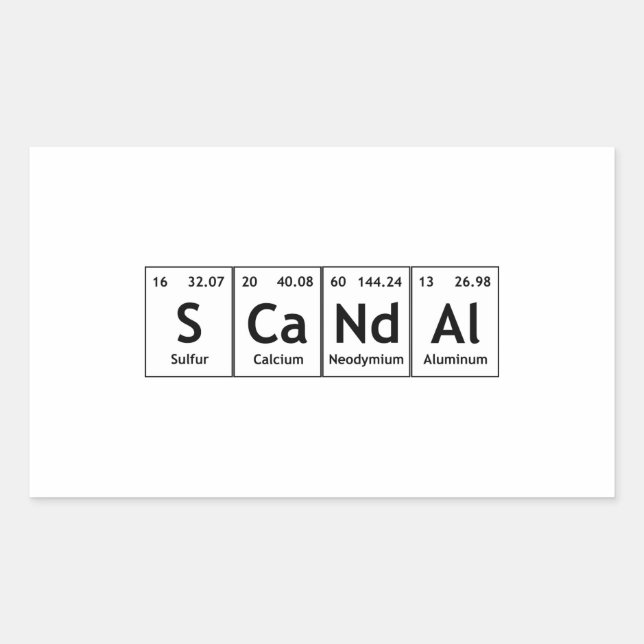 SCaNdAl Periodic Table Elements Word Chemistry Rectangular Sticker (Front)